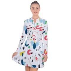 Vector Set Isolates With Cute Birds Scandinavian Style Long Sleeve Panel Dress by Apen