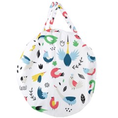 Vector Set Isolates With Cute Birds Scandinavian Style Giant Round Zipper Tote by Apen