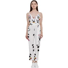 Playing Pandas Cartoons V-neck Camisole Jumpsuit by Apen