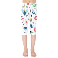 Vector Set Isolates With Cute Birds Scandinavian Style Kids  Capri Leggings  by Apen