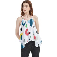 Vector Set Isolates With Cute Birds Scandinavian Style Flowy Camisole Tank Top by Apen