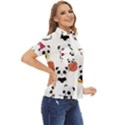 Playing Pandas Cartoons Women s Short Sleeve Double Pocket Shirt View2