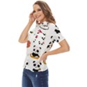 Playing Pandas Cartoons Women s Short Sleeve Double Pocket Shirt View3