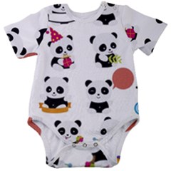 Playing Pandas Cartoons Baby Short Sleeve Bodysuit by Apen