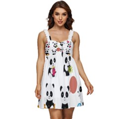 Playing Pandas Cartoons Ruffle Strap Babydoll Chiffon Dress by Apen