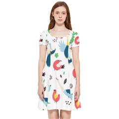 Vector Set Isolates With Cute Birds Scandinavian Style Inside Out Cap Sleeve Dress by Apen