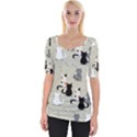 Cute Cat Seamless Pattern Wide Neckline T-Shirt View1