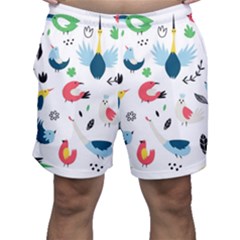 Vector Set Isolates With Cute Birds Scandinavian Style Men s Shorts by Apen