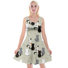 Cute Cat Seamless Pattern Reversible Velvet Sleeveless Dress by Apen