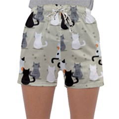 Cute Cat Seamless Pattern Sleepwear Shorts by Apen