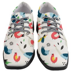 Vector Set Isolates With Cute Birds Scandinavian Style Women Heeled Oxford Shoes by Apen