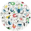 Vector Set Isolates With Cute Birds Scandinavian Style Wooden Puzzle Round View1