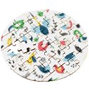 Vector Set Isolates With Cute Birds Scandinavian Style Wooden Puzzle Round View3