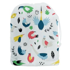 Vector Set Isolates With Cute Birds Scandinavian Style Drawstring Pouch (3xl) by Apen