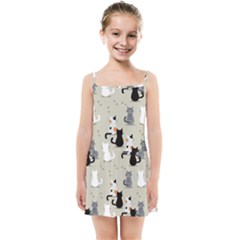 Cute Cat Seamless Pattern Kids  Summer Sun Dress by Apen