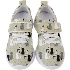 Cute Cat Seamless Pattern Kids  Velcro Strap Shoes by Apen