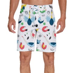 Vector Set Isolates With Cute Birds Scandinavian Style Men s Beach Shorts by Apen