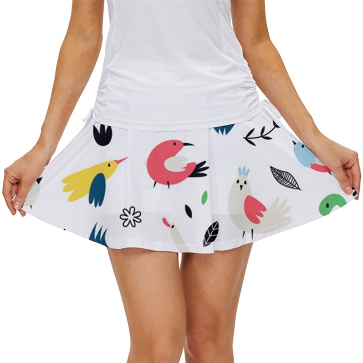 Vector Set Isolates With Cute Birds Scandinavian Style Women s Skort