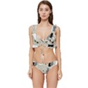 Cute Cat Seamless Pattern Low Cut Ruffle Edge Bikini Set View1