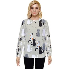 Cute Cat Seamless Pattern Hidden Pocket Sweatshirt by Apen