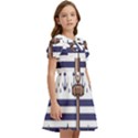 Anchor Background Design Kids  Bow Tie Puff Sleeve Dress View2