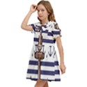 Anchor Background Design Kids  Bow Tie Puff Sleeve Dress View3