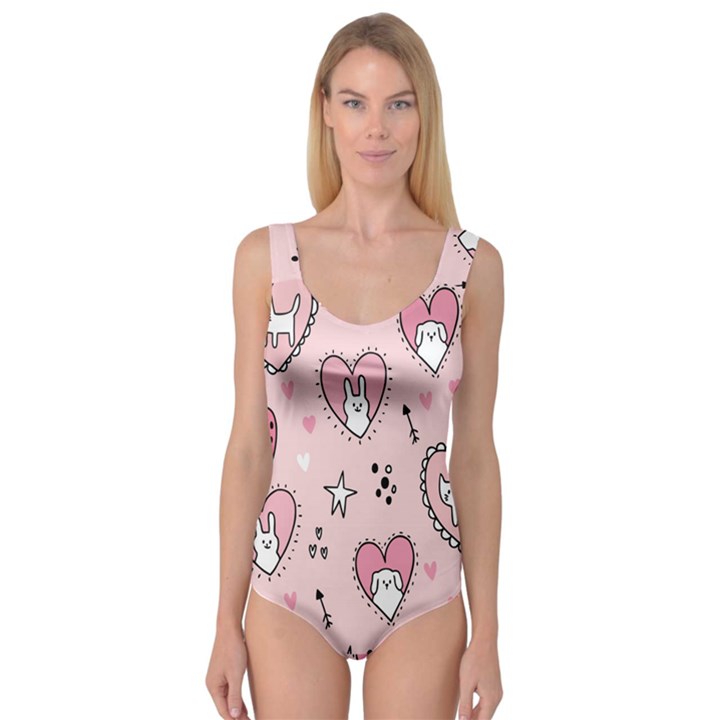 Cartoon Cute Valentines Day Doodle Heart Love Flower Seamless Pattern Vector Princess Tank Leotard 