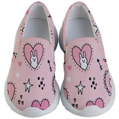 Cartoon Cute Valentines Day Doodle Heart Love Flower Seamless Pattern Vector Kids Lightweight Slip Ons by Apen