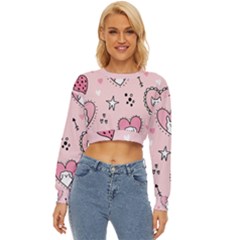 Cartoon Cute Valentines Day Doodle Heart Love Flower Seamless Pattern Vector Lightweight Long Sleeve Sweatshirt by Apen