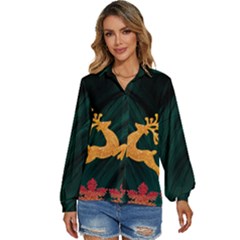 Deer Design Women s Long Sleeve Button Up Shirt