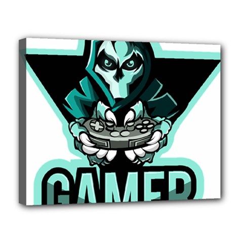 Gamer Illustration Gamer Video Game Logo Canvas 14  X 11  (stretched) by Sarkoni