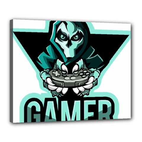 Gamer Illustration Gamer Video Game Logo Canvas 20  X 16  (stretched) by Sarkoni