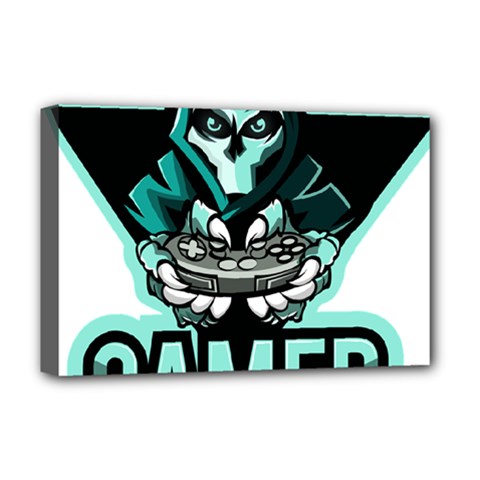 Gamer Illustration Gamer Video Game Logo Deluxe Canvas 18  X 12  (stretched) by Sarkoni