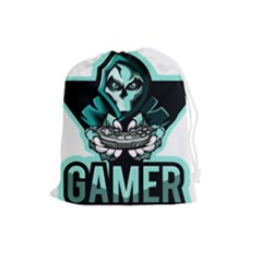 Gamer Illustration Gamer Video Game Logo Drawstring Pouch (large) by Sarkoni