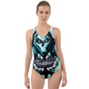 Gamer Illustration Gamer Video Game Logo Cut-Out Back One Piece Swimsuit View1