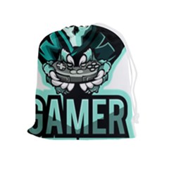 Gamer Illustration Gamer Video Game Logo Drawstring Pouch (xl) by Sarkoni