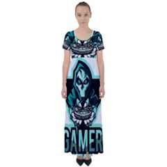 Gamer Illustration Gamer Video Game Logo High Waist Short Sleeve Maxi Dress by Sarkoni