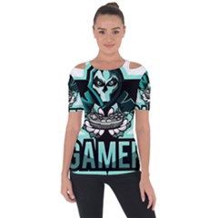 Gamer Illustration Gamer Video Game Logo Shoulder Cut Out Short Sleeve Top by Sarkoni