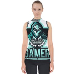 Gamer Illustration Gamer Video Game Logo Mock Neck Shell Top by Sarkoni