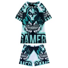 Gamer Illustration Gamer Video Game Logo Kids  Swim T-shirt And Shorts Set by Sarkoni