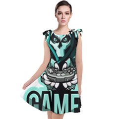 Gamer Illustration Gamer Video Game Logo Tie Up Tunic Dress by Sarkoni