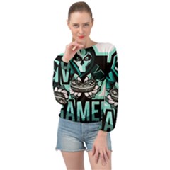 Gamer Illustration Gamer Video Game Logo Banded Bottom Chiffon Top by Sarkoni