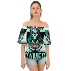 Gamer Illustration Gamer Video Game Logo Off Shoulder Short Sleeve Top by Sarkoni