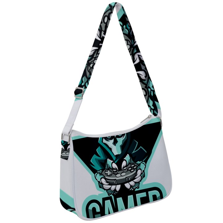 Gamer Illustration Gamer Video Game Logo Zip Up Shoulder Bag