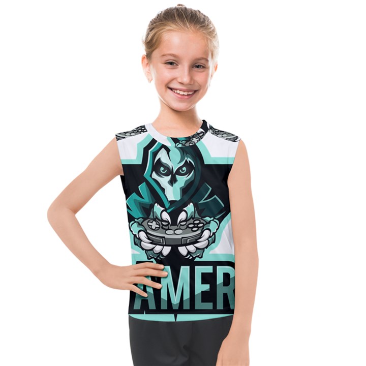 Gamer Illustration Gamer Video Game Logo Kids  Mesh Tank Top