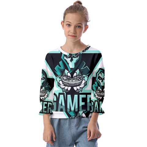 Gamer Illustration Gamer Video Game Logo Kids  Cuff Sleeve Top by Sarkoni