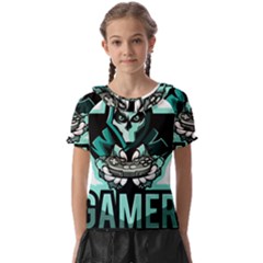 Gamer Illustration Gamer Video Game Logo Kids  Frill Chiffon Blouse by Sarkoni