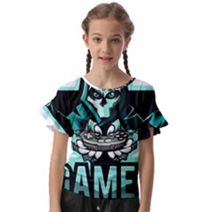 Gamer Illustration Gamer Video Game Logo Kids  Cut Out Flutter Sleeves by Sarkoni