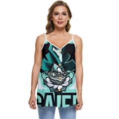 Gamer Illustration Gamer Video Game Logo Casual Spaghetti Strap Chiffon Top by Sarkoni