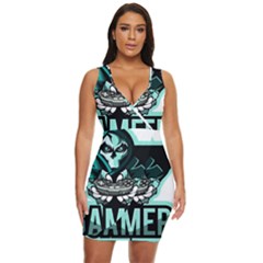 Gamer Illustration Gamer Video Game Logo Draped Bodycon Dress by Sarkoni